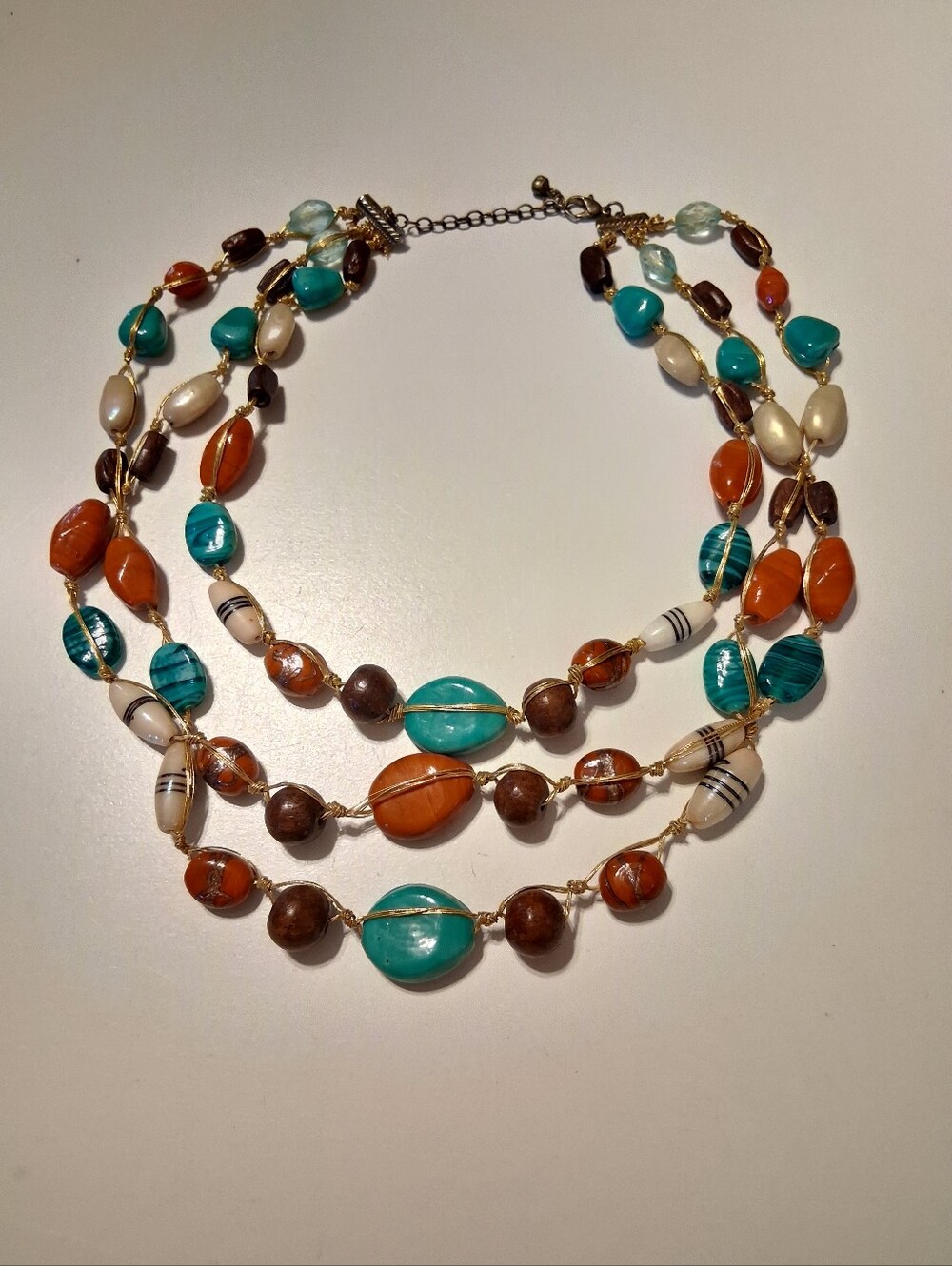 Multi-Strand Turquoise & Coral Beaded Necklace - Women Jewelry